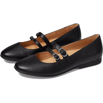 black Mary Jane flat with double straps