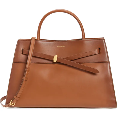 brown leather briefcase tote