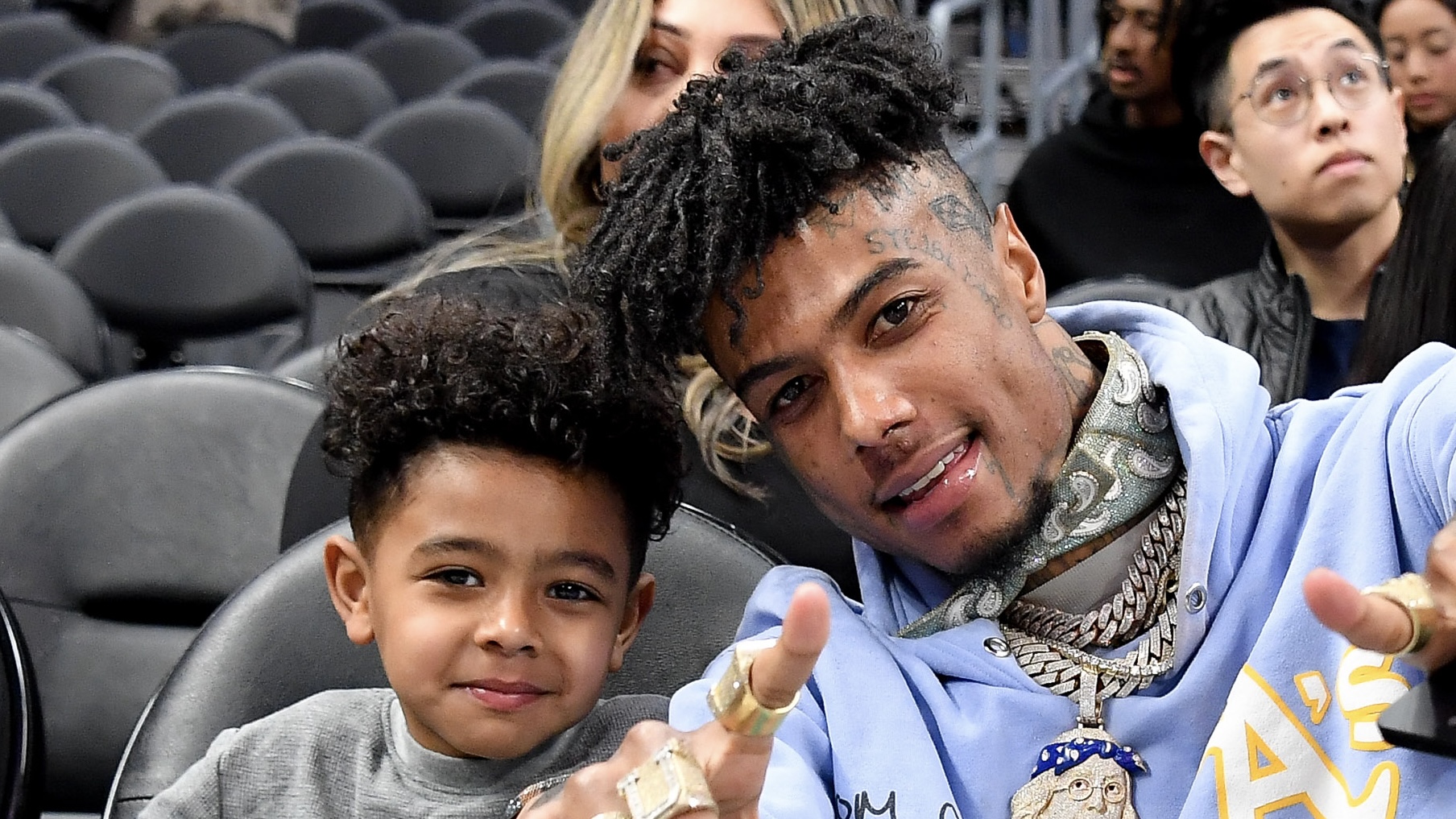 Awww! Blueface's Son Javaughn Johnathan Porter Reacts To His Face Tattoos While Talking To Karlissa Saffold Harvey (WATCH)