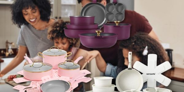 Family Cooking In The Kitchen Surrounded By Pots And Pans