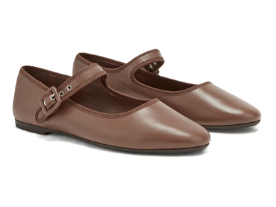 brown Mary Jane flats with buckle