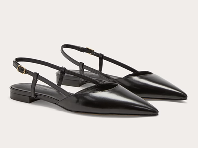 black patent slingback flat