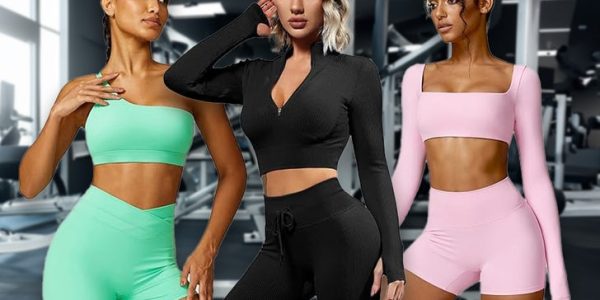 Three Women Wearing Colorful Exercise Clothes