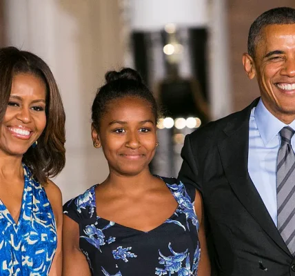 Former first lady Michelle Obama shares a story about her daughter Sasha Obama horrific car accident.(Photo by Kristoffer Tripplaar-Pool/Getty Images)