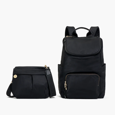 black backpack with detachable crossbody bag
