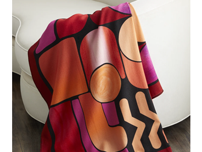 graphic pattern on merino wool throw blanket