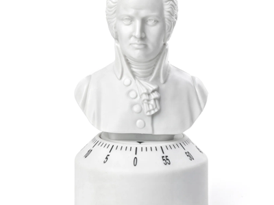 timer shaped like a bust of Mozart