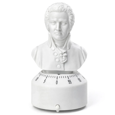 timer shaped like a bust of Mozart
