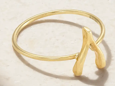18k ring with wishbone