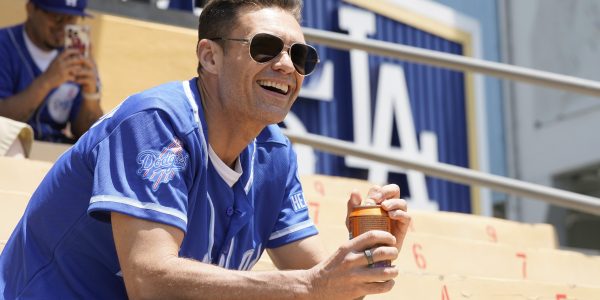In this image released on June 26,  Ryan Seacrest partners with Health-Ade to bring kombucha to LA Dodger Fans at Dodger Stadium on May 17, 2023 in Los Angeles, California.