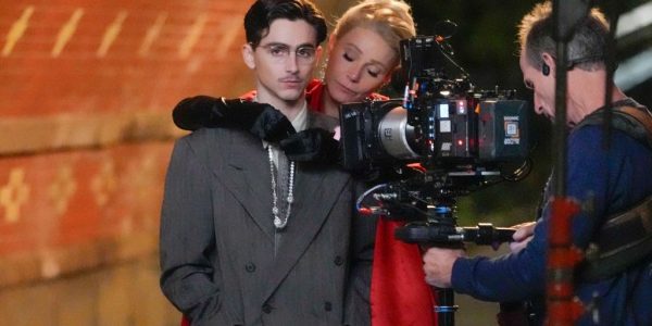 NEW YORK, NY - OCTOBER 16: Gwyneth Paltrow and Timothee Chalamet on the set of "Marty Supreme" on October 16, 2024 in New York City. (Photo by XNY/Star Max/GC Images)