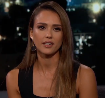Jessica Alba talks to Jimmy Kimmel.