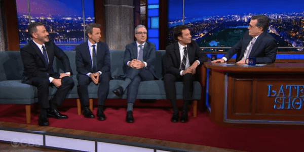 Jimmy Kimmel, Jimmy Fallon, John Oliver and Seth Meyers on The Late Show