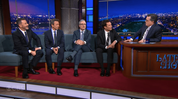 Jimmy Kimmel, Jimmy Fallon, John Oliver and Seth Meyers on The Late Show