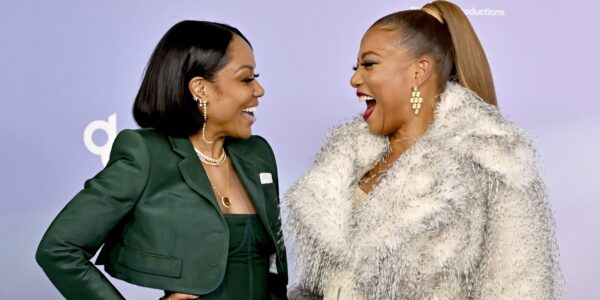 Queen Latifah Sparks Reactions AMAs Red Carpet Partner Eboni Nichols Son Rebel Videos