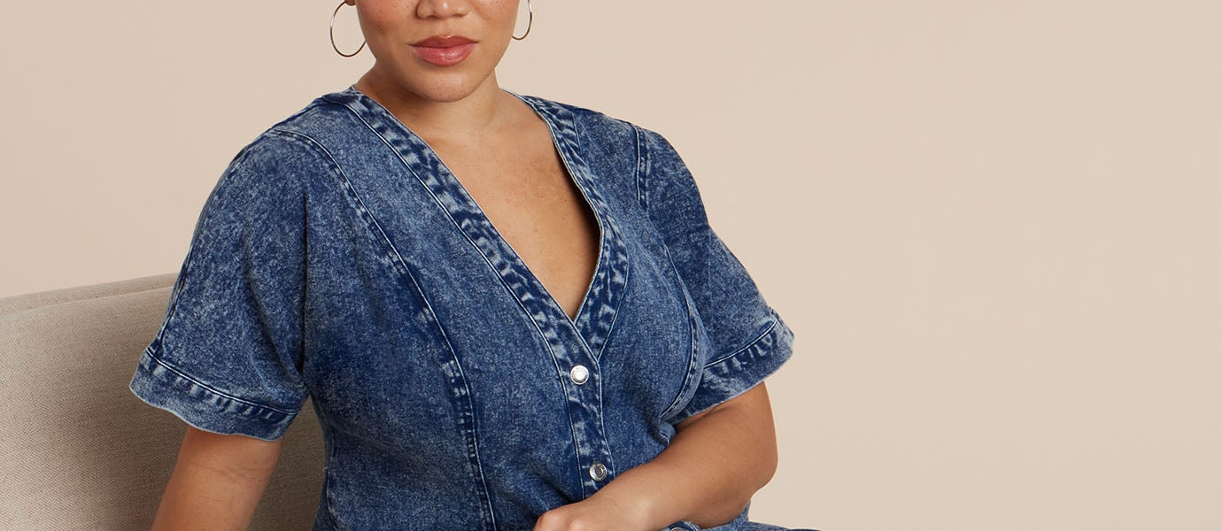 plus size denim dress by eloquii