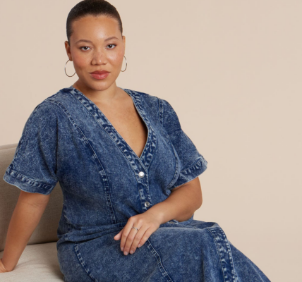plus size denim dress by eloquii