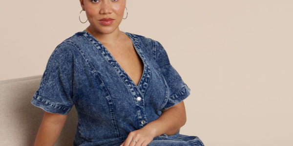 plus size denim dress by eloquii