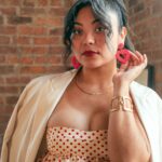 Polka dot dress and blazer
