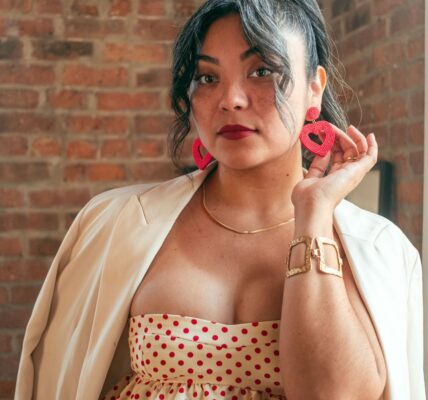 Polka dot dress and blazer