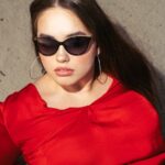 Lady wearing red dress