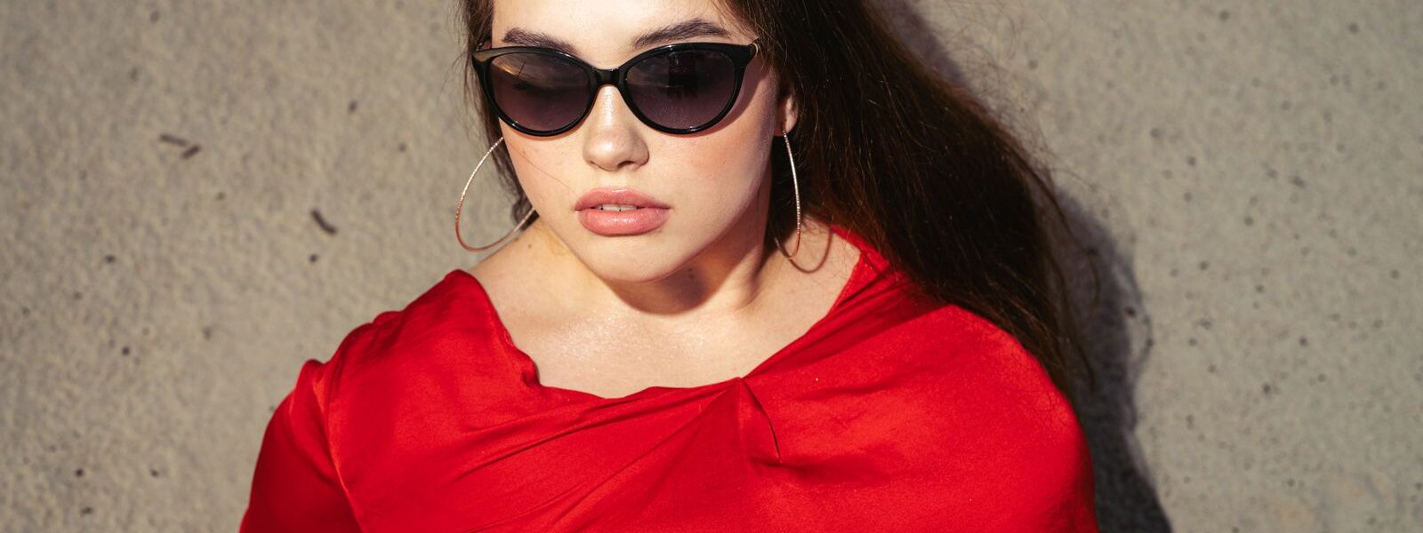 Lady wearing red dress