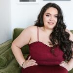 Lady wearing a slip dress