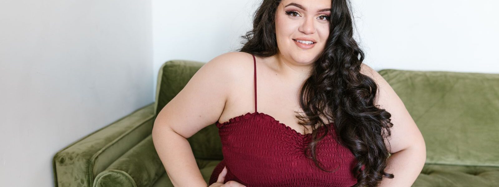 Lady wearing a slip dress