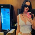 Katy Perry Wears Barely-There Bra and Micro Shorts