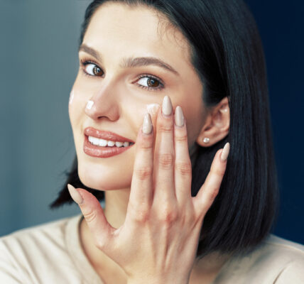 Woman using skincare