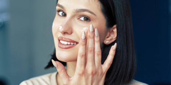 Woman using skincare