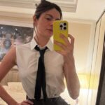 Plunging Altuzarra Top and High Slit Skirt by Monica Barbaro
